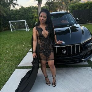 Elegant Black High Low Dress